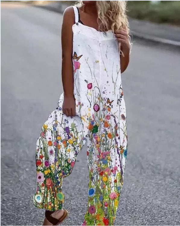 Streetwave Floral Print Lightweight Overalls For Women With Bold Eye Catching Colors And Breezy Fit