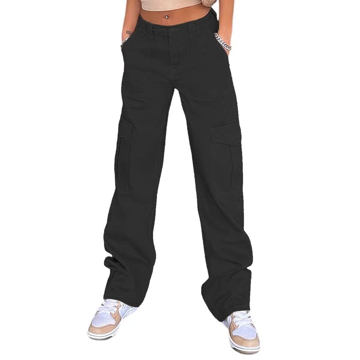 Women's Cargo Pants Street-Wave Wide Leg With Durable Cotton And Practical Side Pockets