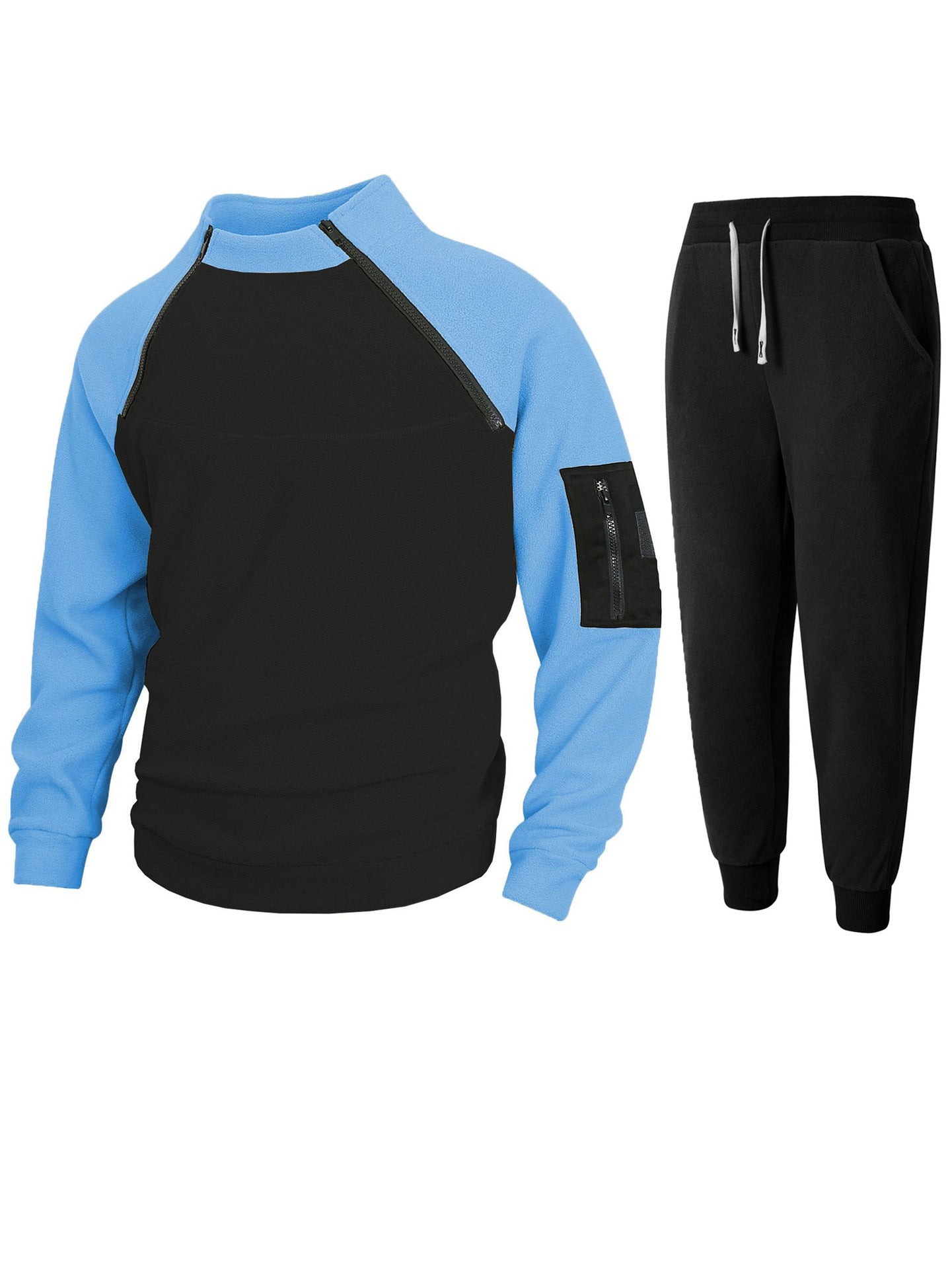 Street-wave Men's Functional Fleece Pullover With Stand Collar And Zip Arm Pocket For Active Lifestyles