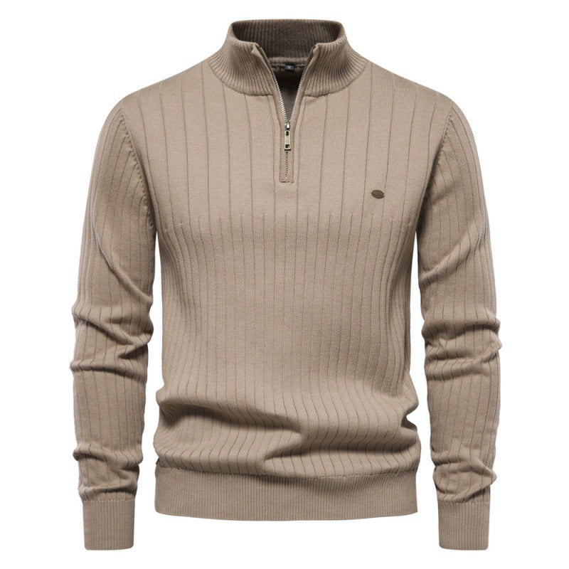 Street-wave Men's Half Zip Ribbed Knit Pullover for Casual and Formal Wear All Season Comfort