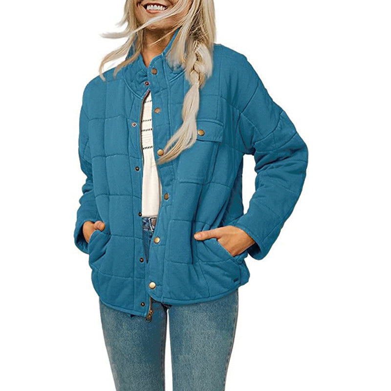 Womens Quilted Jacket Streetwave With Decorative Button Warm Cozy Outerwear For Everyday Comfort