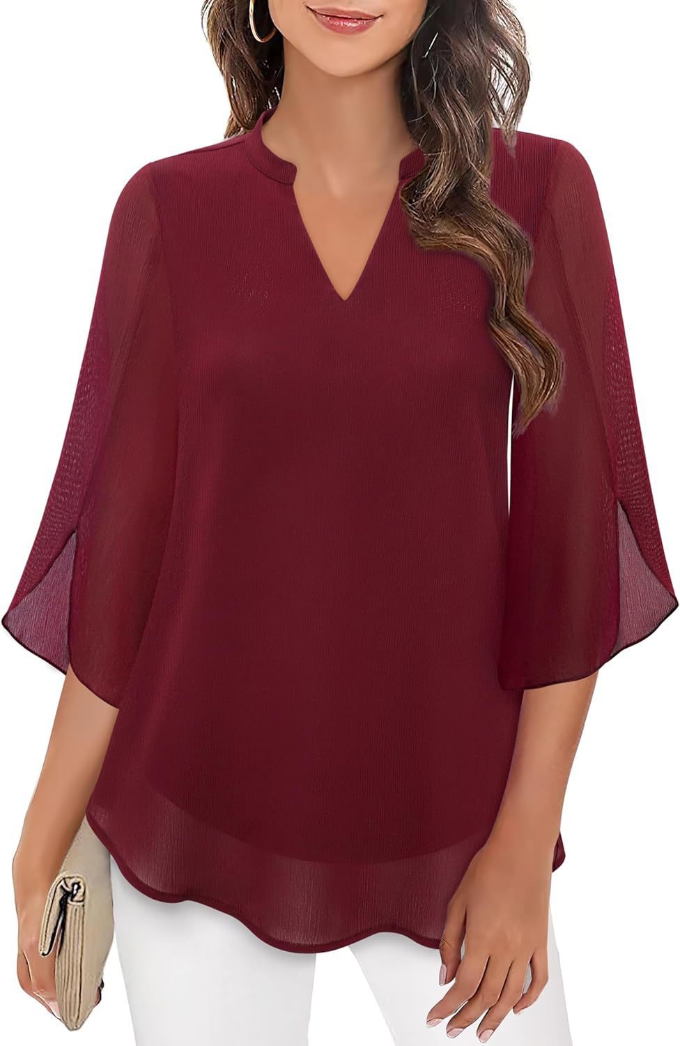 Street-Wave Airy Flutter Sleeve Blouse For Women Lightweight Sheer Top With Effortless Chic