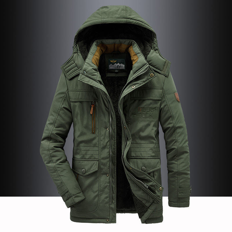 Mens Fleece Lined Hooded Parka Street Wave Winter Warmth Coat