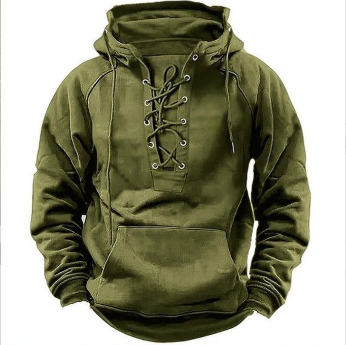 Streetwave Mens Hooded Sweatshirt With Modern Lace Up Front And Soft Fleece Lining For Active Men