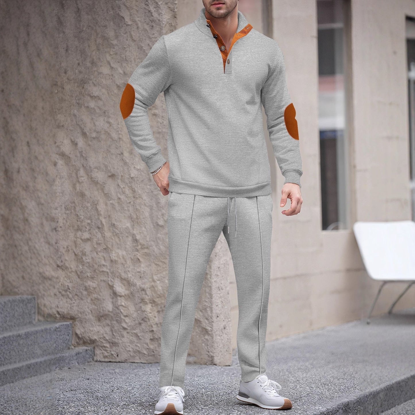 Mens Tracksuit Street-wave Modern Cut With Elegant Contrast Details For Active Men