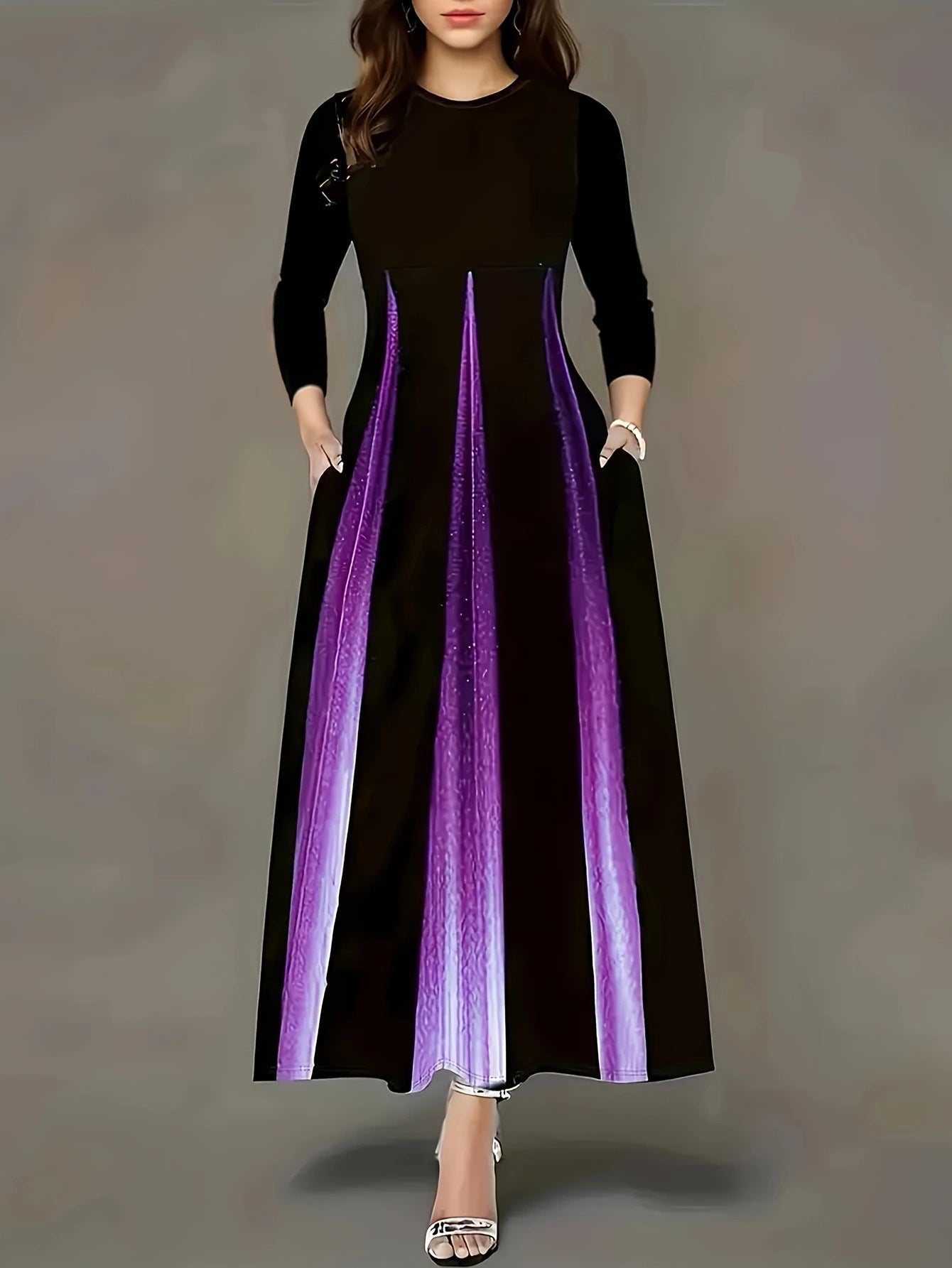 Elegant Maxi Dress Street-Wave For Women With Unique Gradient And Pockets For Special Occasions