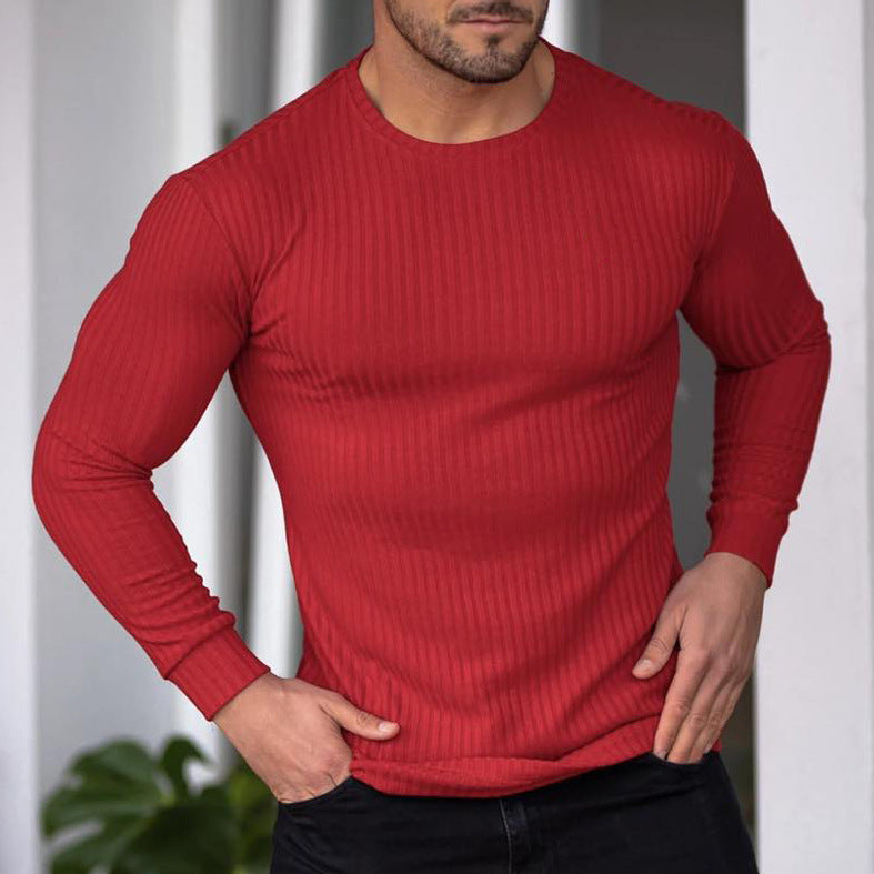 Street Wave Mens Long Sleeve Ribbed Shirt Soft Cotton Blend For All Day Comfort And Everyday Style
