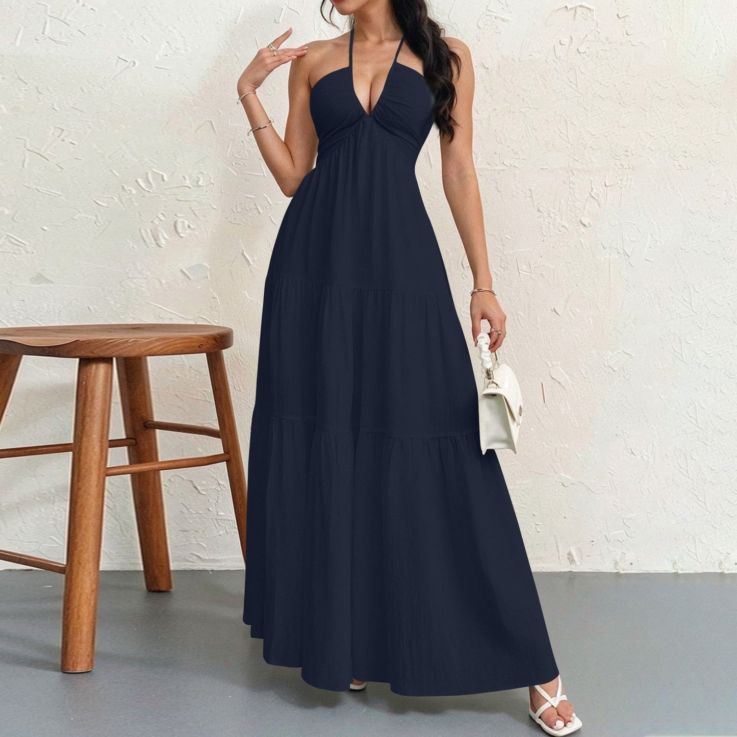 Streetwave Womens Maxi Dress Flowing Silhouette With Deep V Neck For Women Elegant Summer Look