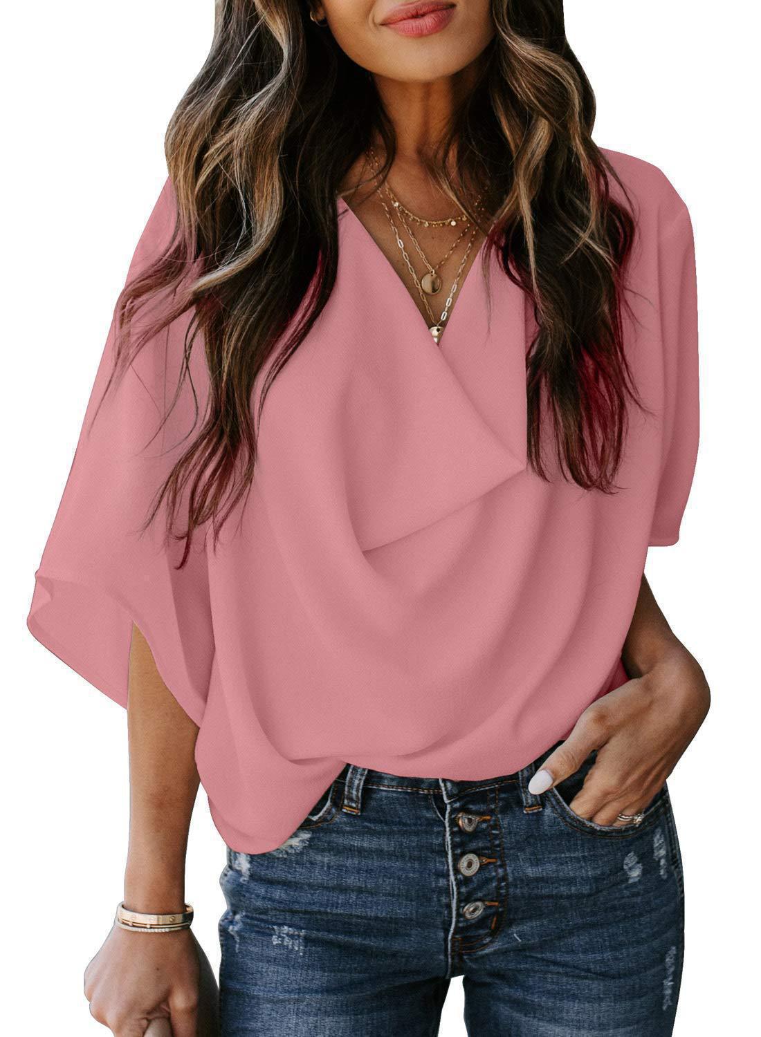 Street-Wave Women's Oversized Draped V-Neck Top for Casual Chic Everyday Wear Modern Wardrobe Essential