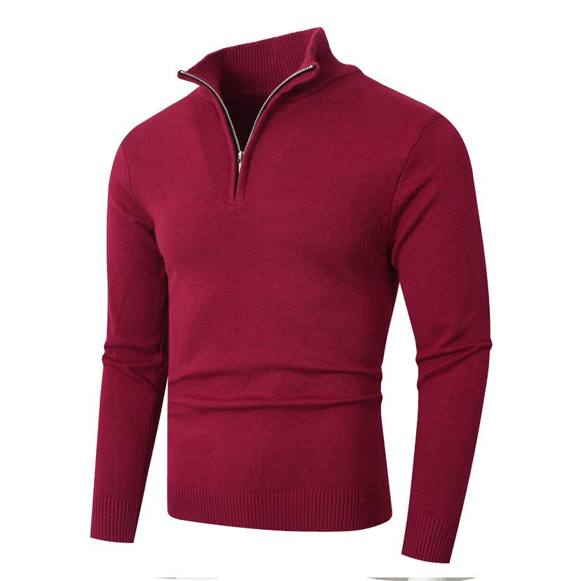 Men's Knit Pullover With Stand Collar And Premium Zip By Streetwave Breathable Cotton Comfort