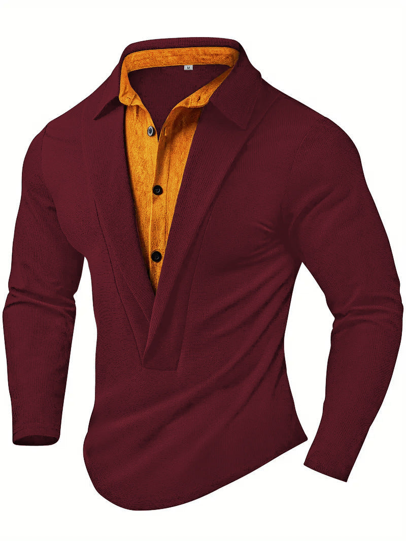 Street-Wave Mens Elegant Long Sleeve Shirt With Modern Collar And Textured Design For Formal Occasions