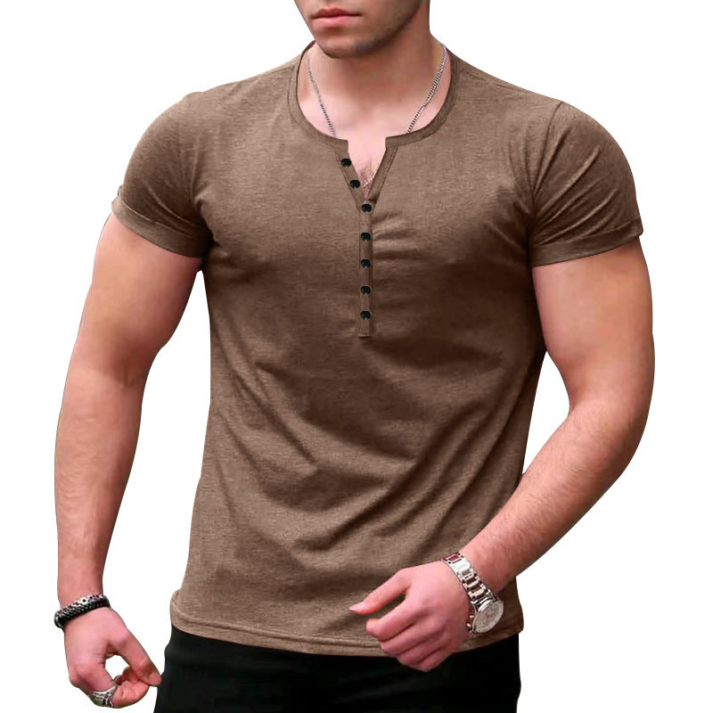 Street-Wave Men Henley T Shirt Slim Fit Soft Knit Everyday Style