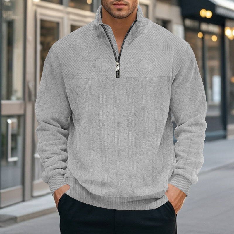 Mens Knit Pullover Streetwave With Modern Stand Collar And Zipper Cozy Warm Casual Sweater