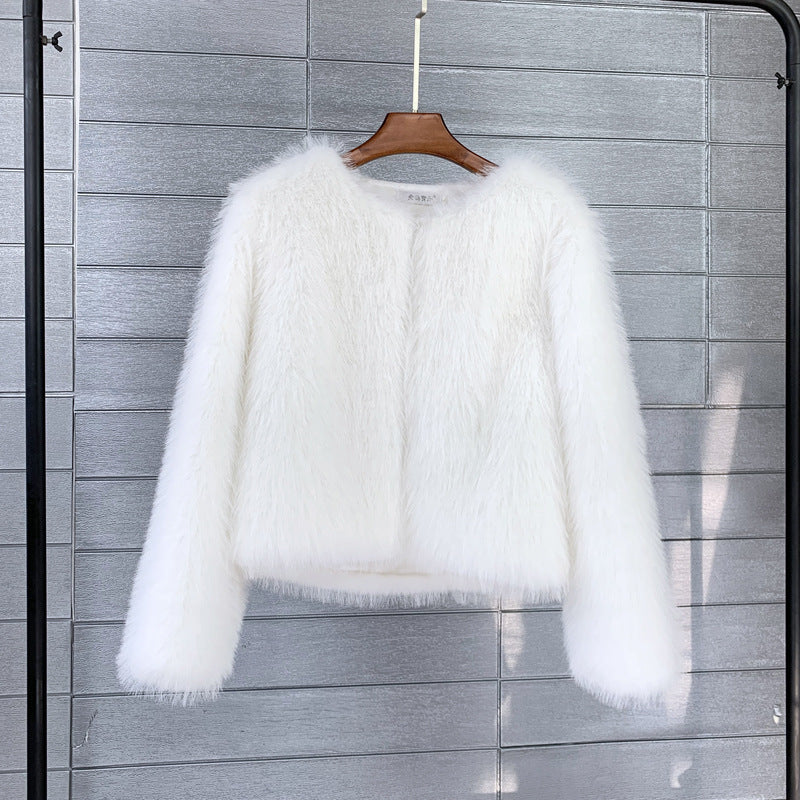 Women Plush Short Faux Fur Jacket From Premium Fur Streetwave Elegant Sleeve Design