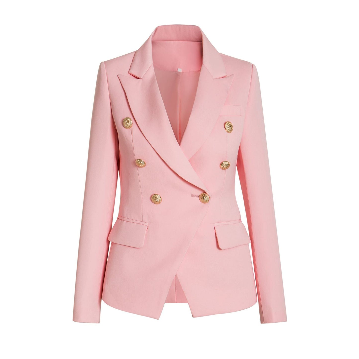 Streetwave Womens Elegant Double Breasted Blazer Jacket With Gold Tone Buttons For Work Or Evening