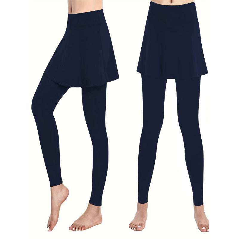 Street-Wave Skirted Leggings For Women Comfortable Activewear With Integrated Skirt For Gym And Yoga