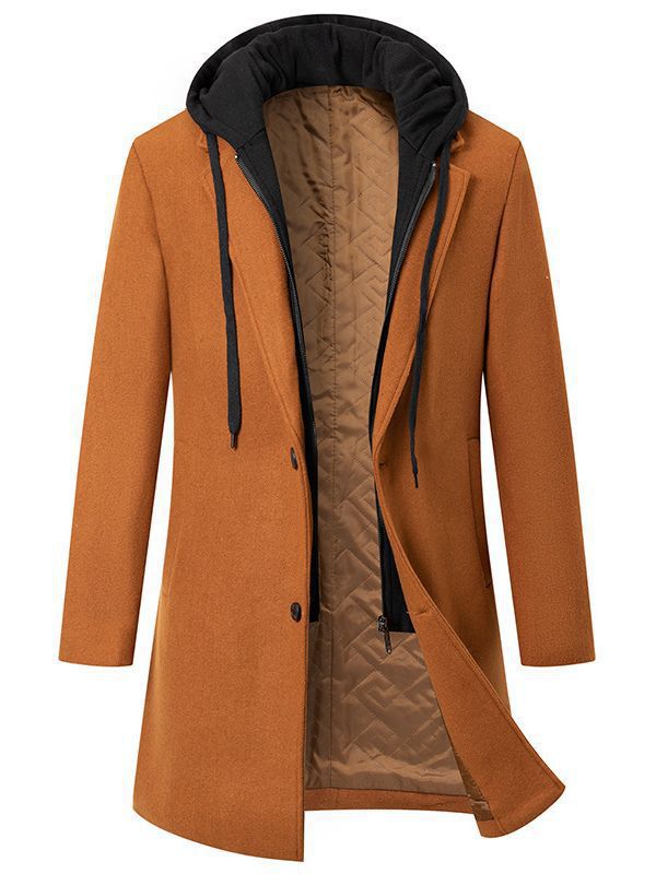 Street-Wave Men's Elegant Transitional Coat With Removable Hood For Versatile Outerwear