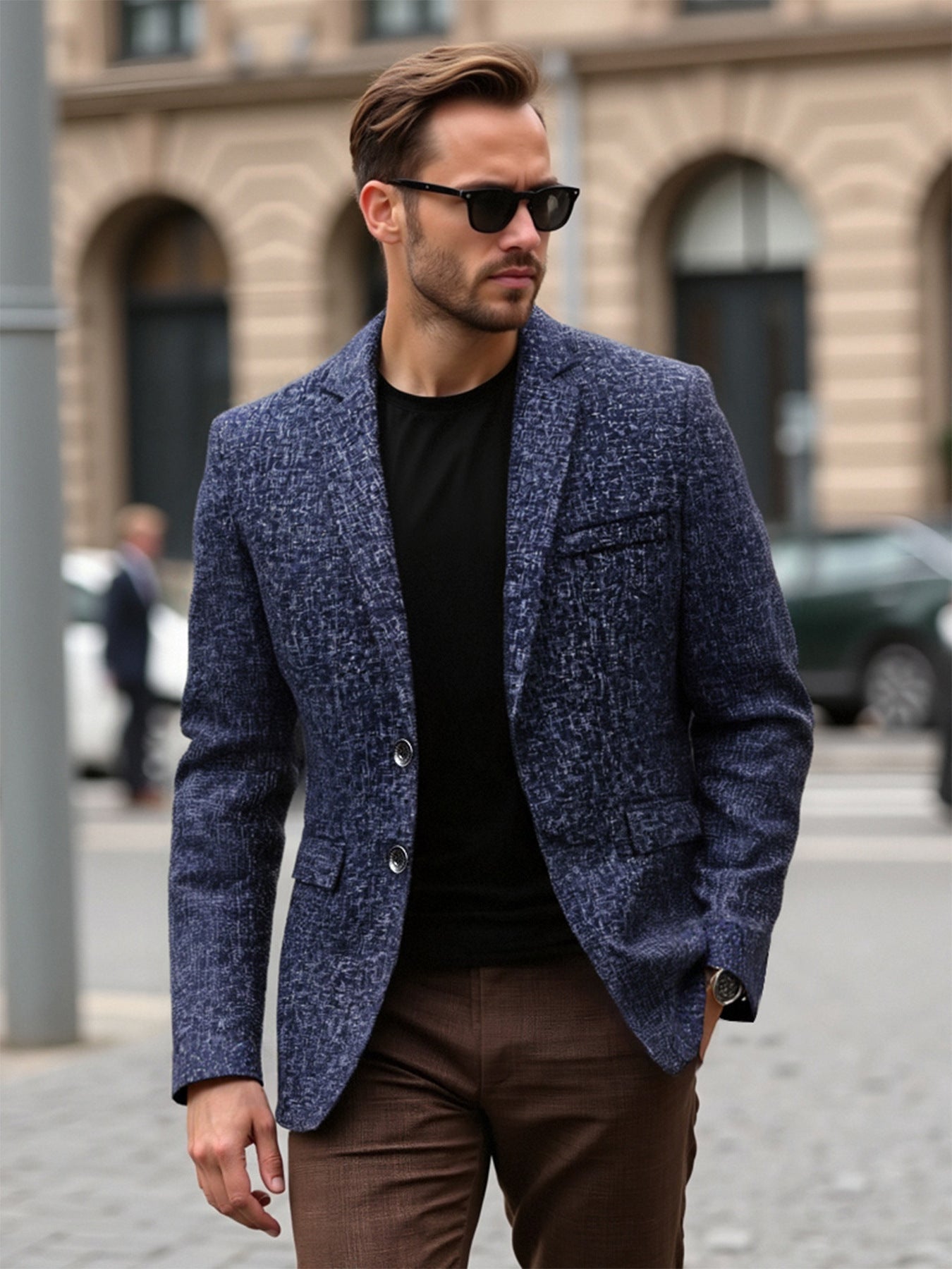 Men's Blazer Street-wave Structured Fabric Modern Weave Versatile For Modern Men In Formal And Casual Looks