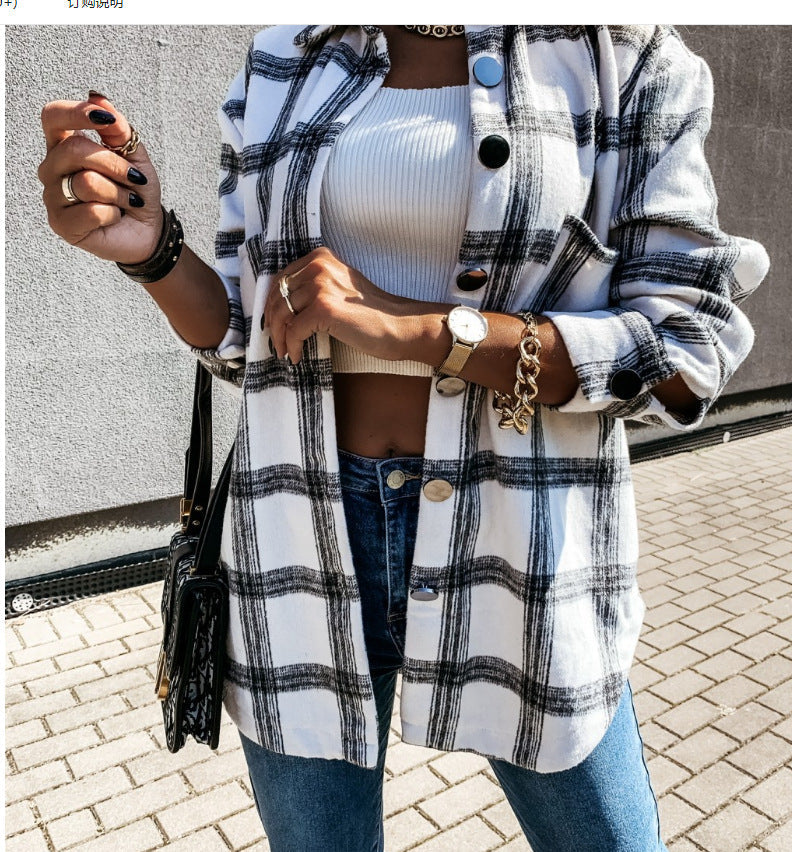 Street-Wave Women's Plaid Shirt Jacket Soft Comfortable Fabric Versatile Chic Everyday Fashion