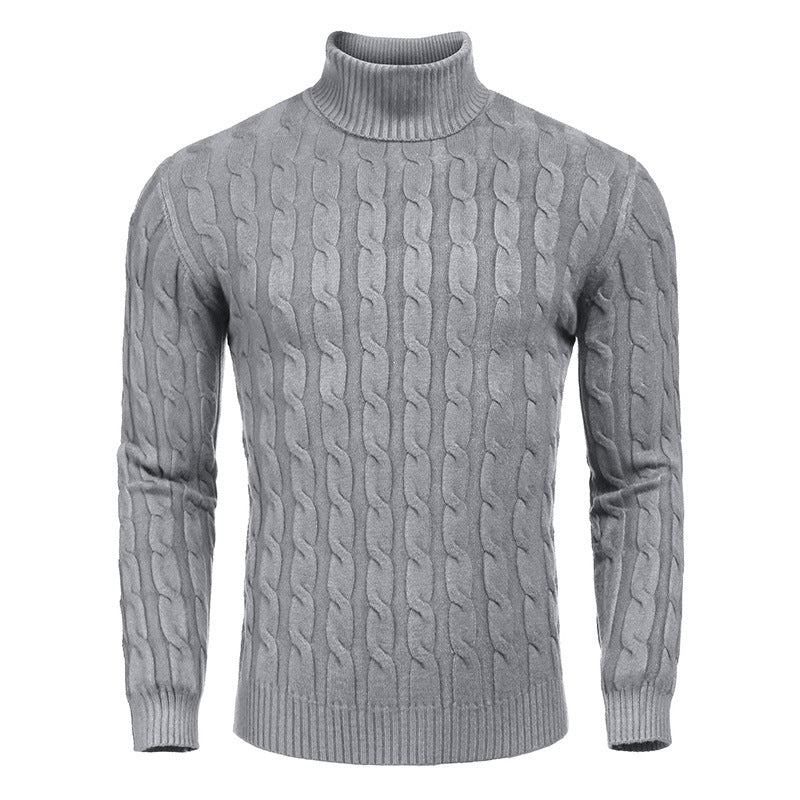 Street-wave Men's Cable Knit Turtleneck Sweater Cozy Warm Roll Neck For Everyday Style