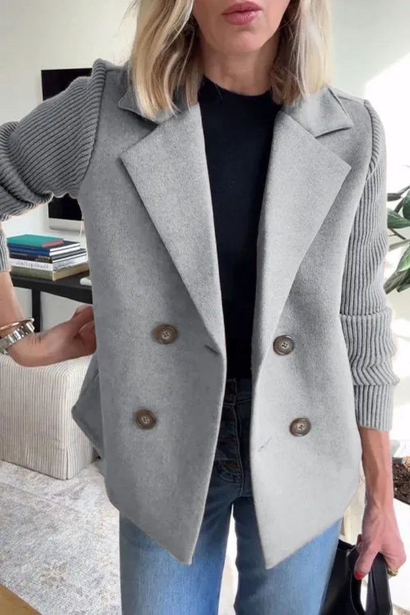 Street-Wave Women Double Breasted Blazer Jacket With Structured Sleeves Chic Officewear