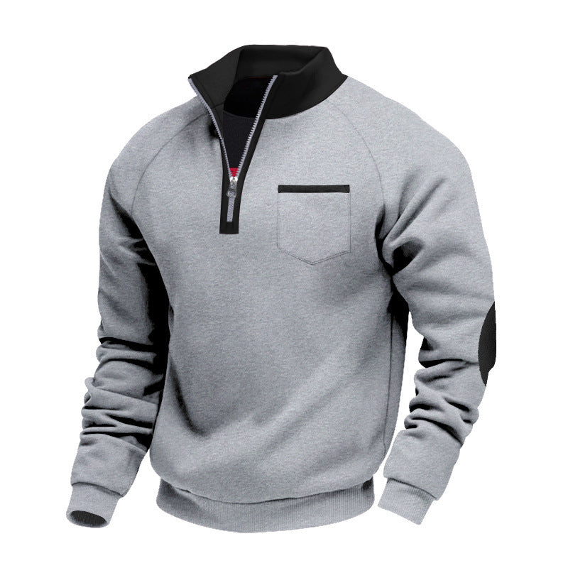 Street Wave Men's Quarter Zip Sweatshirt With Stand Collar And Front Pocket Cozy Everyday Wear