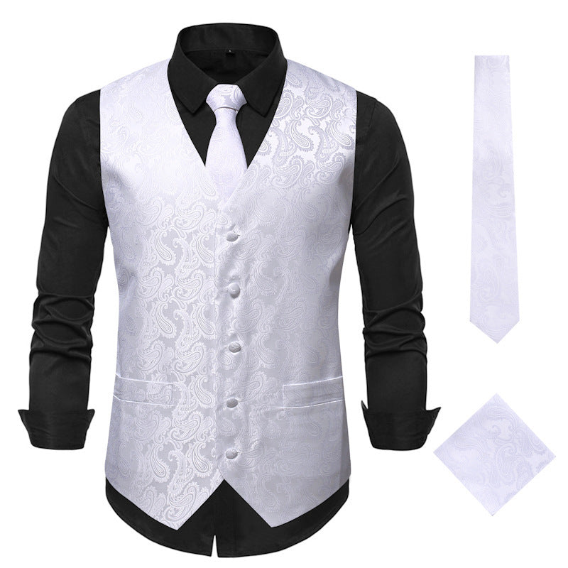 Streetwave Paisley Waistcoat For Men With Matching Tie And Pocket Square Elegant Formal Vest