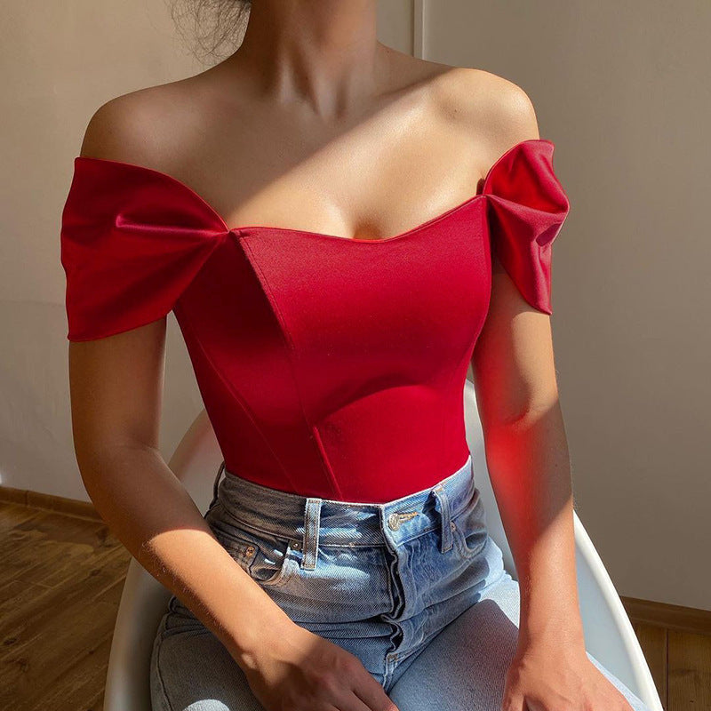 Street-Wave Elegant Off-Shoulder Top With Puff Sleeves For Women Flattering Fit And Stylish Design