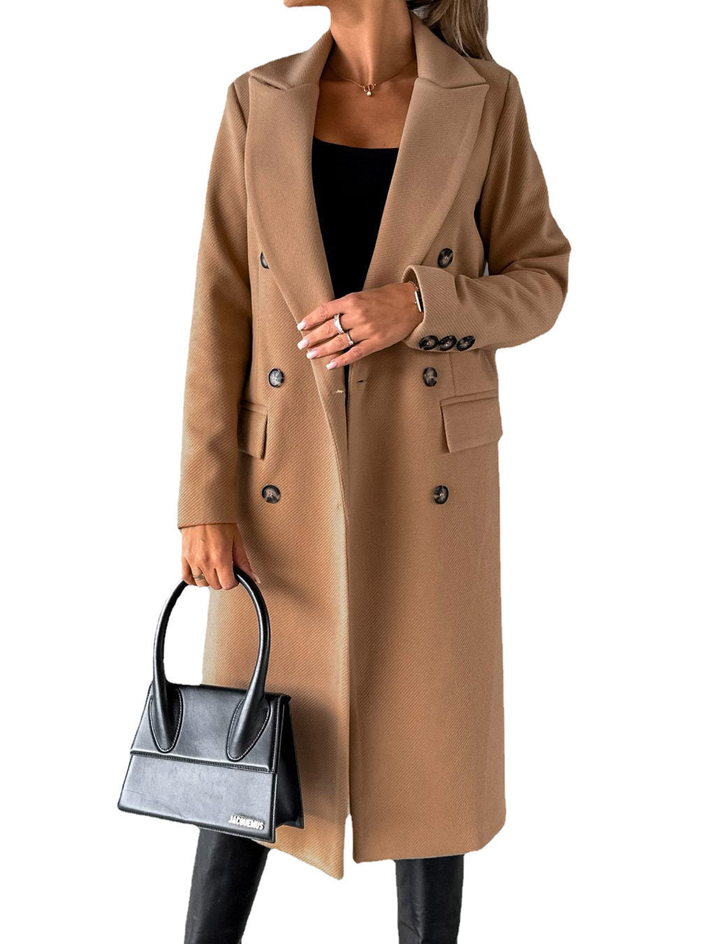 Street-Wave Women Trench Coat Double-Breasted Button Front With Practical Pockets Timeless Elegance