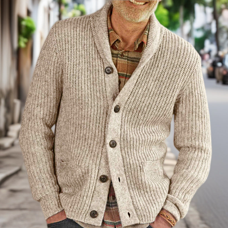Men's Cardigan With Structured Knit Design And Elegant Buttons Street-wave For Style Conscious Men