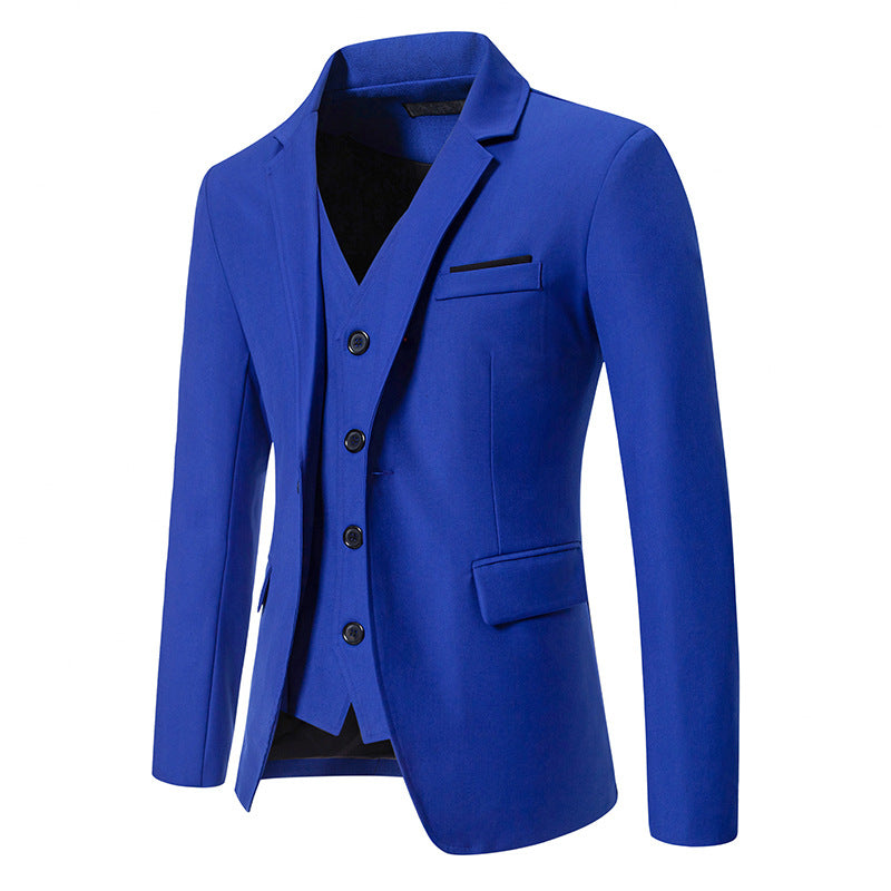 Street-wave Men's Elegant Premium Three-Piece Suit Set With Blazer Vest And Trousers For Formal Occasions