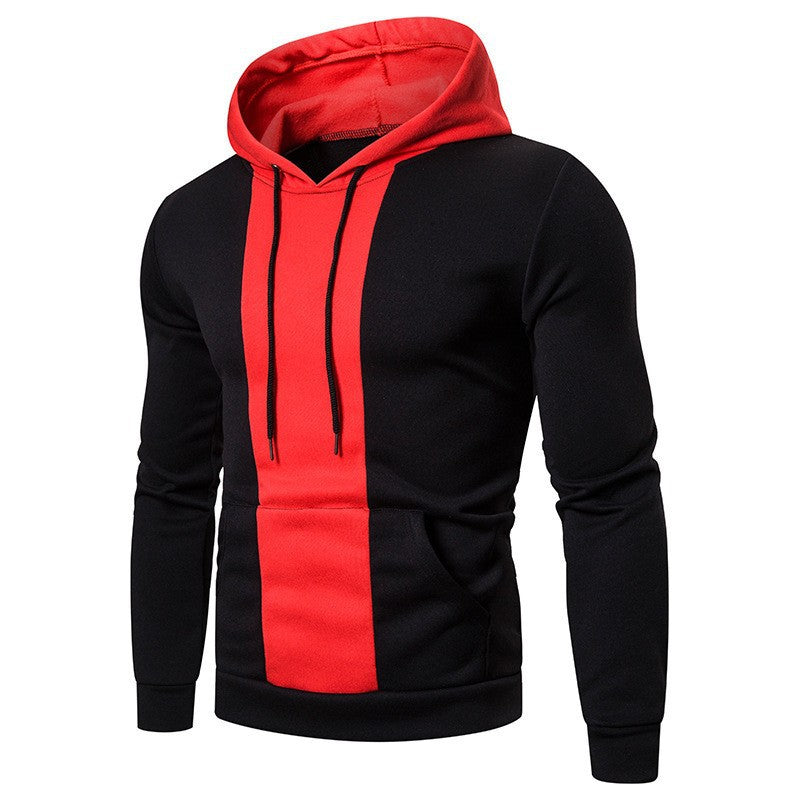 Street-Wave Men's Trendy Color Block Hoodie Sweatshirt Olive Green Black Panel Breathable Cotton Blend