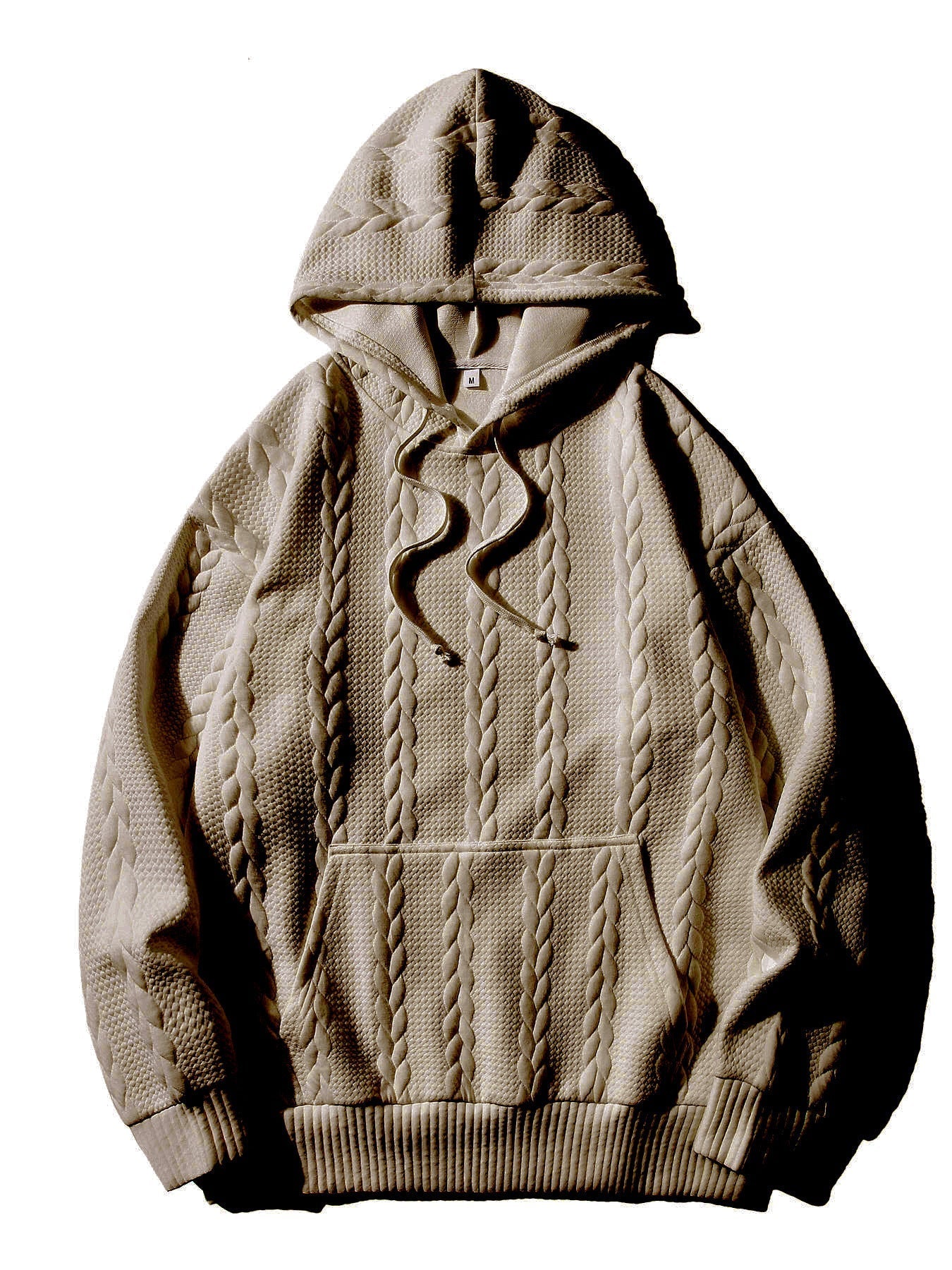 Streetwave Mens Cable Knit Hoodie With Structured Pattern For Warm Cozy Comfort