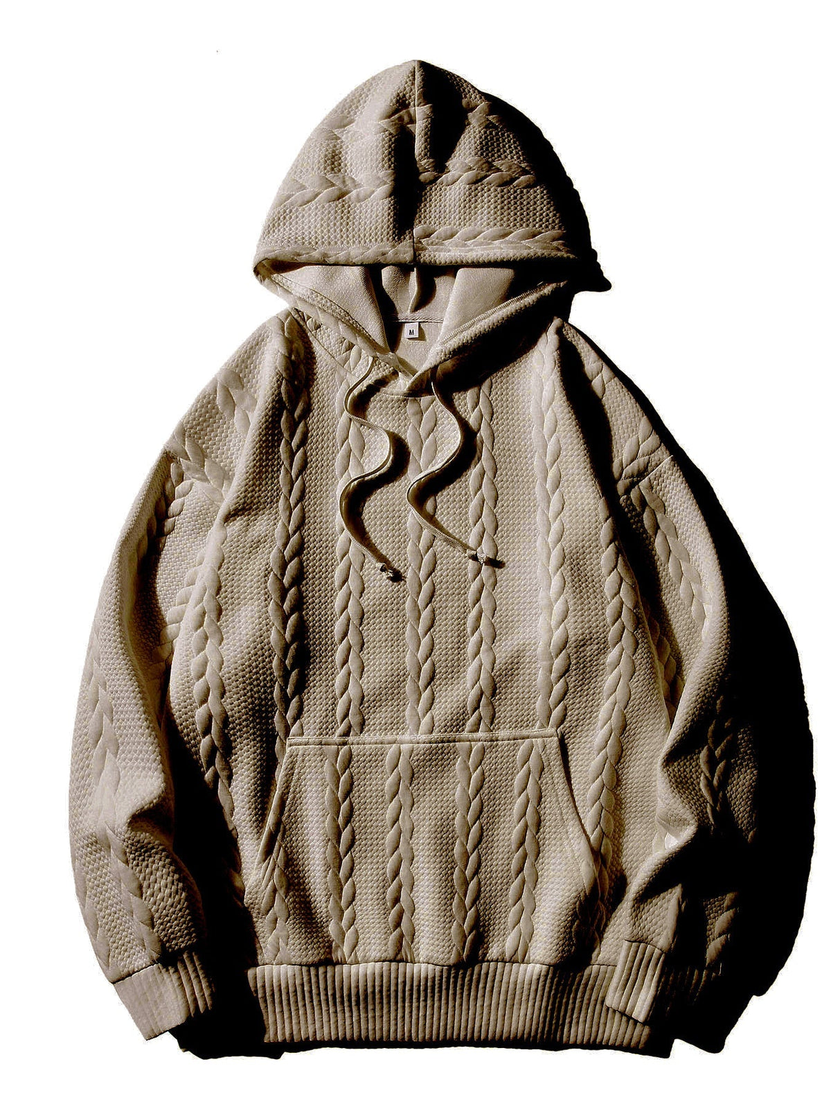 Streetwave Mens Cable Knit Hoodie With Structured Pattern For Warm Cozy Comfort
