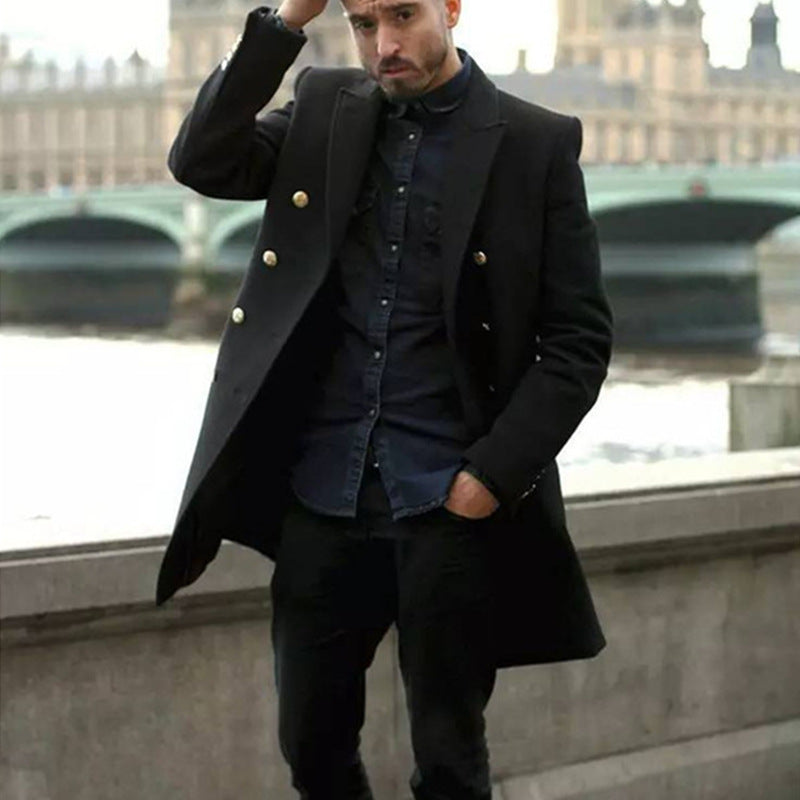 Street-Wave Men's Double Breasted Coat Timeless Elegant Winter Outerwear for Style Conscious Professionals
