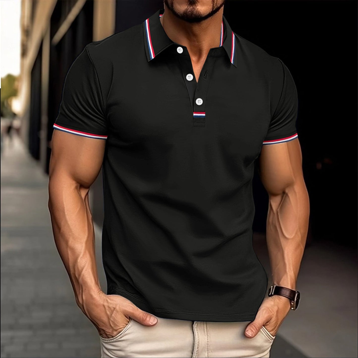 Street-Wave Men Slim Fit Polo Shirt Cotton Blend Comfort