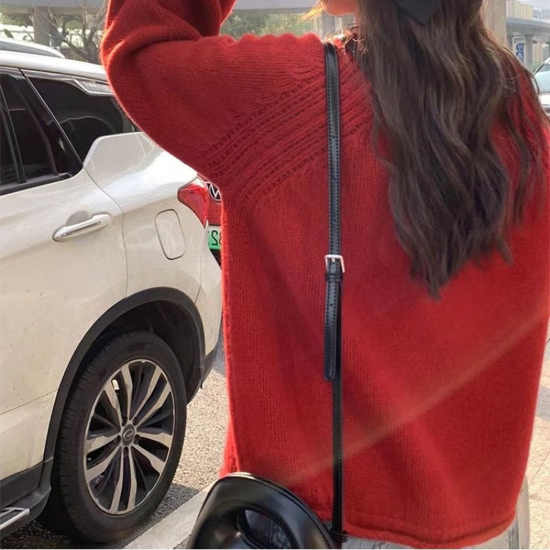 Street-Wave Cozy Knit Sweater For Women With Relaxed Fit And Airy Sleeves, Everyday Essential