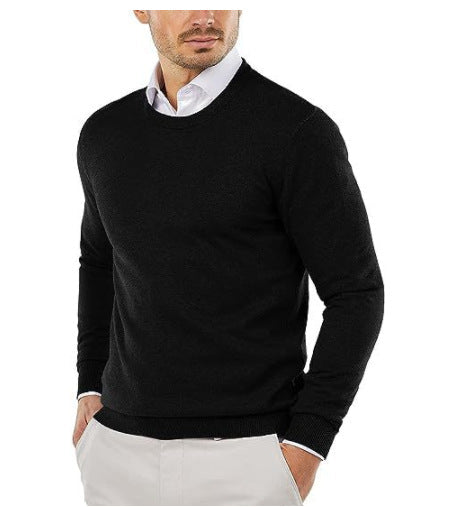 Street-Wave Men's Elegant Crew Neck Sweater in Fine Cotton for Timeless Comfort and Versatility