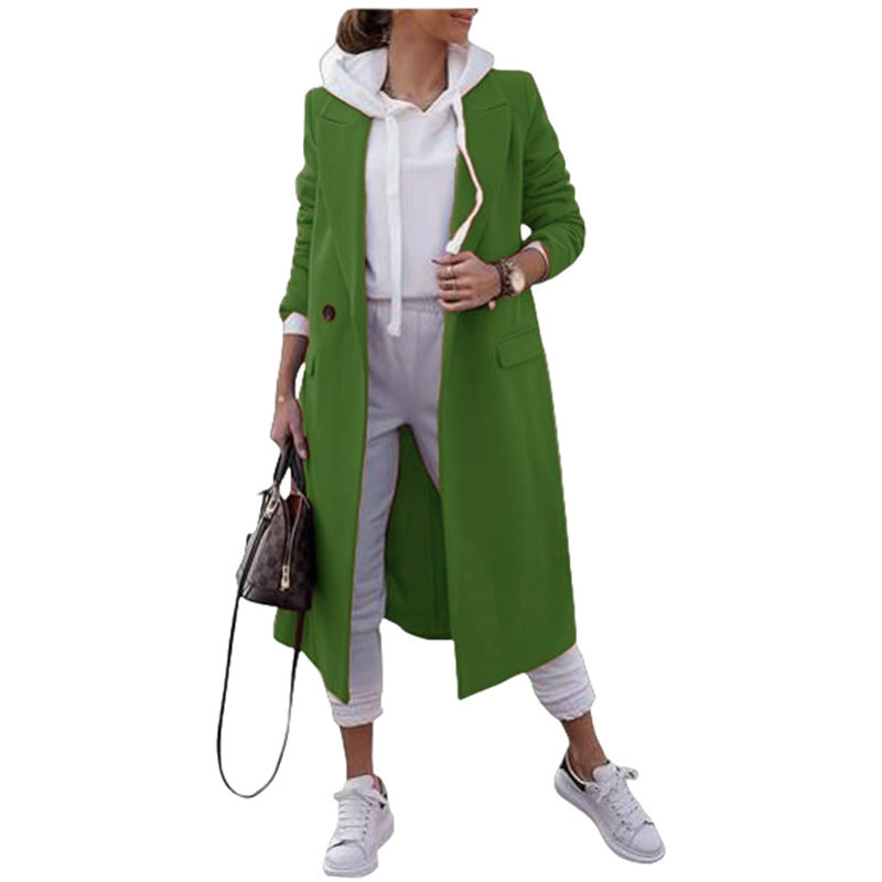 Street-wave Oversized Women's Coat With Elegant Lapel And Practical Pockets Chic Winter Outfit