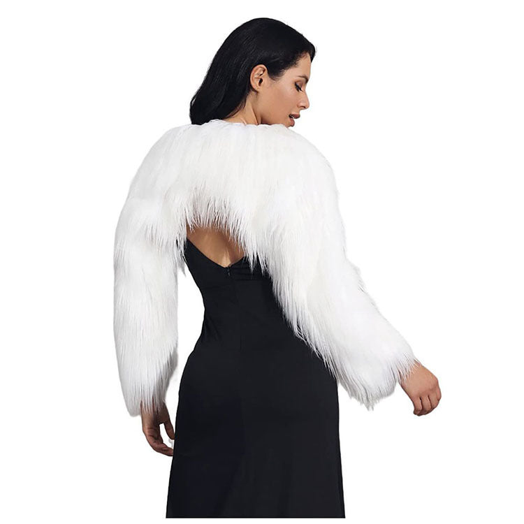 Street-Wave Womens Extravagant Faux Fur Bolero With Elegant Cut And Luxurious Soft Fur