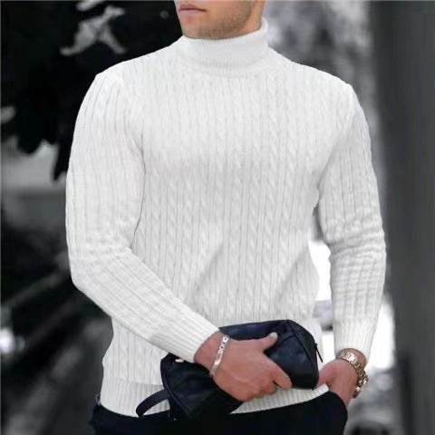 Street-Wave Men's Ribbed Knit Sweater With Premium Warmth And High Collar For Style Conscious Men Everywhere