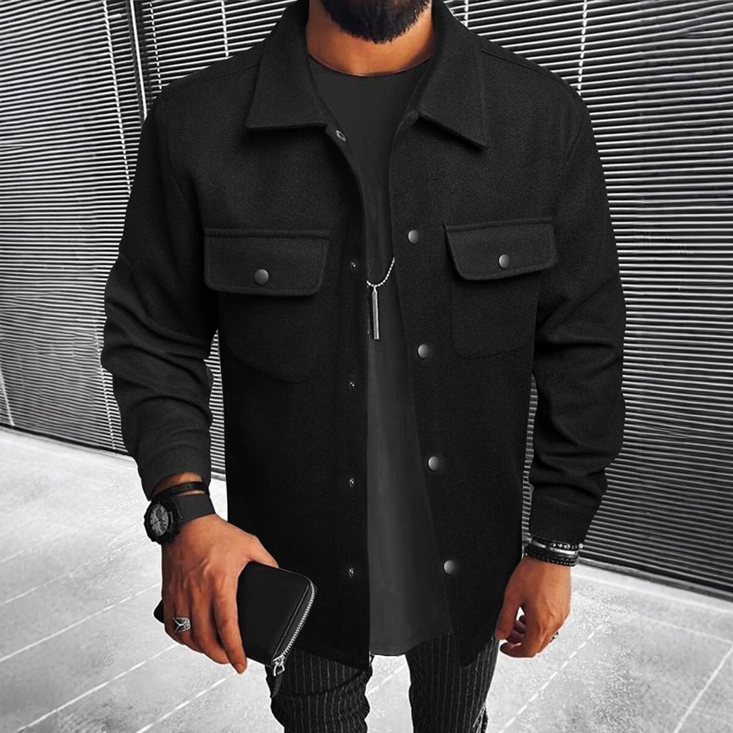 Men's Wool Blend Shirt Jacket Street-Wave Timeless Transitional Outerwear For Modern Men
