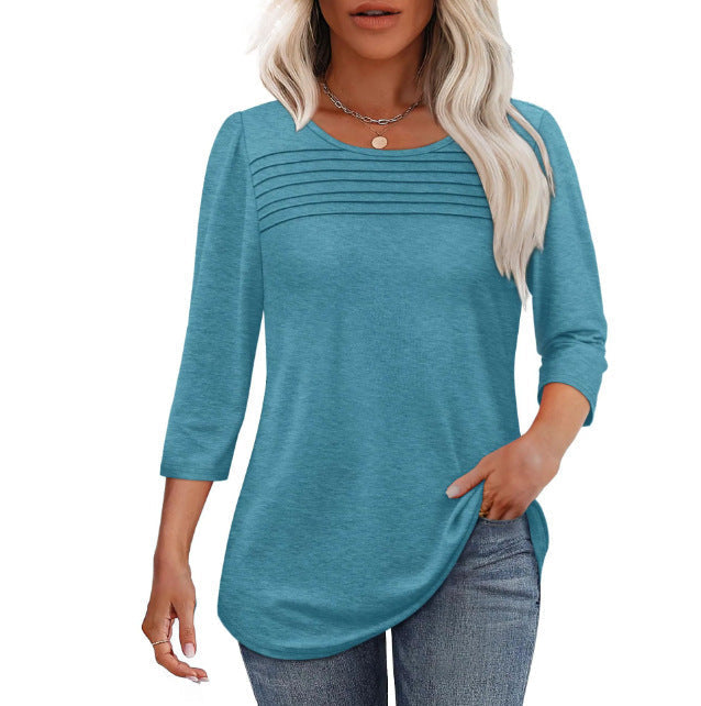 Street-wave Women Elegant Ruched Top Soft Knit Fit Versatile Day To Night For Work