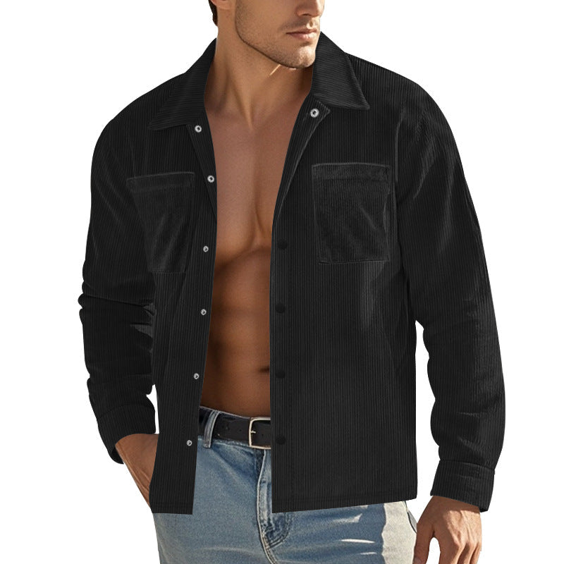 Street Wave Men's Corduroy Shirt With Practical Chest Pockets And Modern Fit For The Modern Man