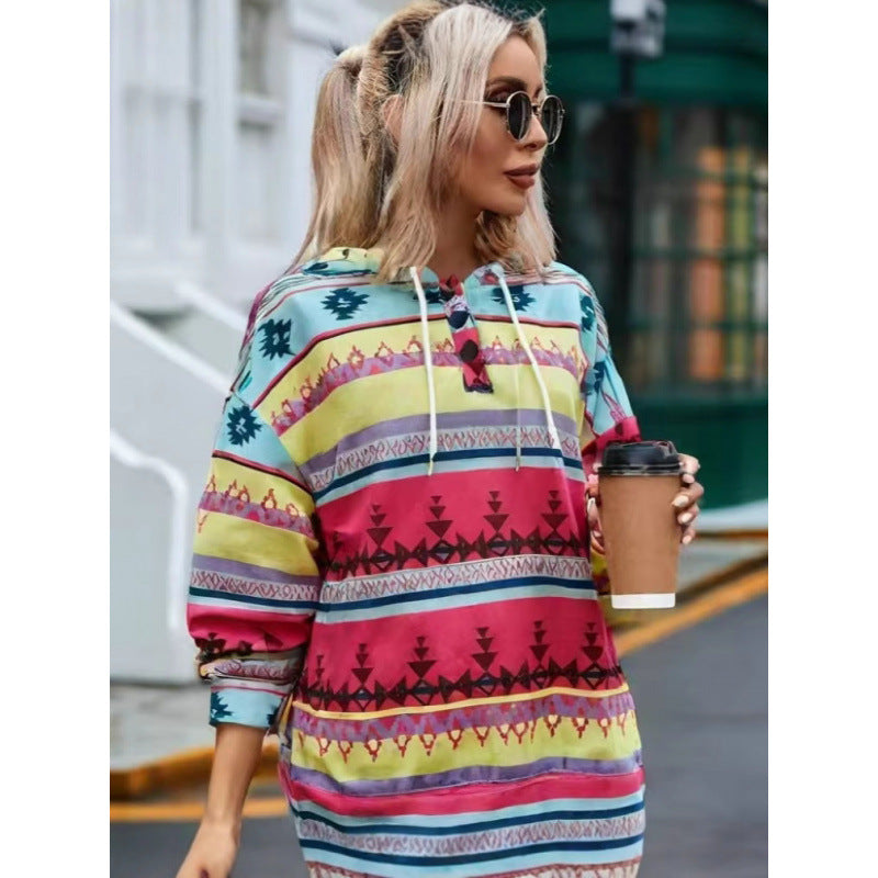 Street-Wave Women Bohemian Graphic Hoodie Relaxed Fit Cozy Comfort For Everyday Streetwear