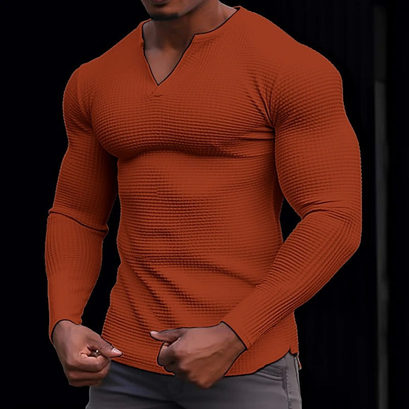 Street-wave Men's Long Sleeve Shirt With Structured Texture Breathable Cotton Blend Athletic Fit For Active Men