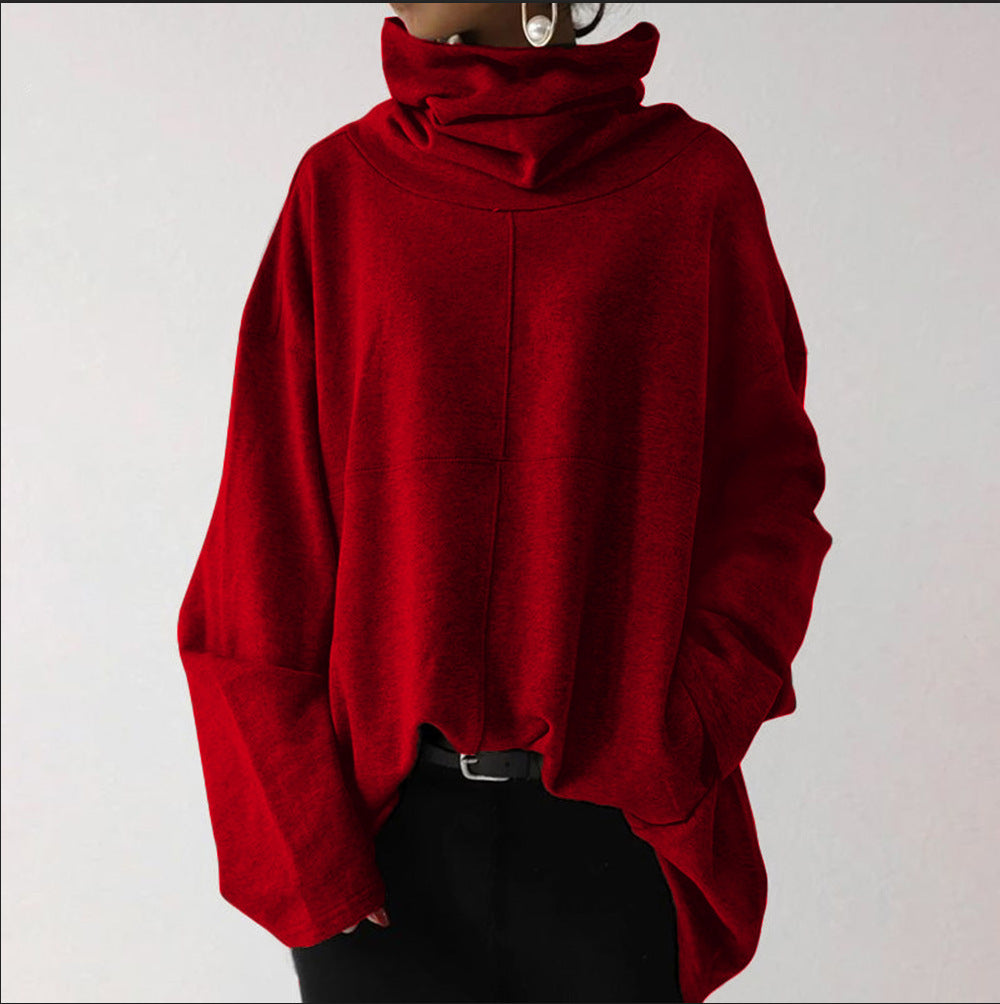 Turtleneck Sweater Street-wave for Women Grey Oversized Cozy Knit Chic Everyday Warmth