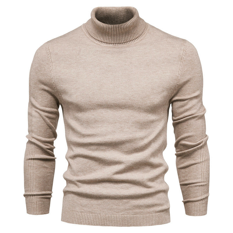 Street-Wave Men's Turtleneck Knit Sweater With Fine Rib Pattern For Modern Comfort And Versatility