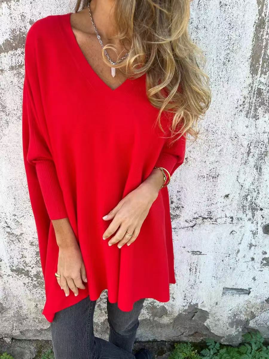 Streetwave Women Oversized V Neck Sweater Airy Breathable Cotton For Casual Days