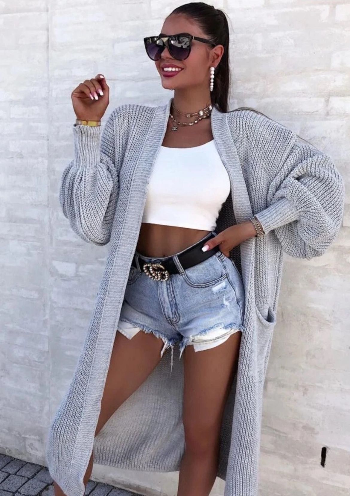 Street-wave Women's Knit Cardigan With Wide Fit And Deep Pockets For Women Everyday Chic